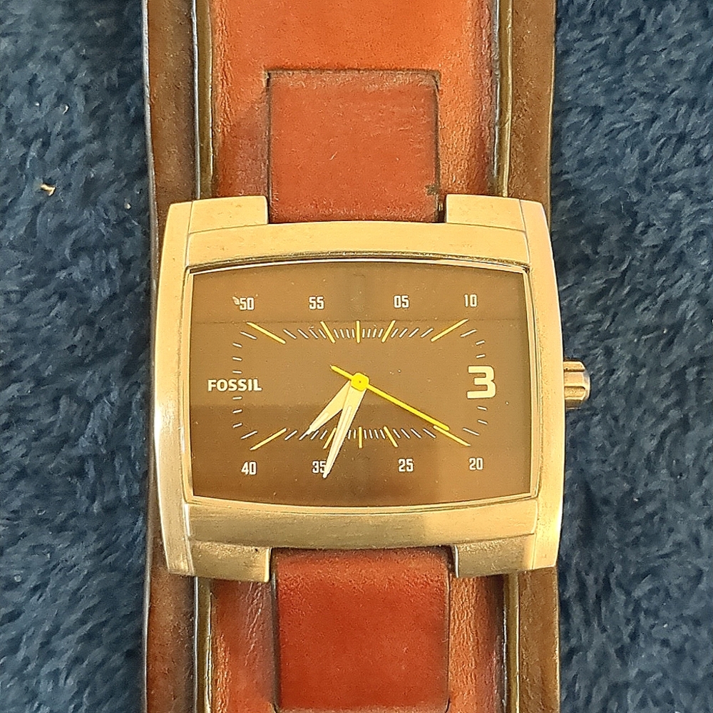 Fossil Old School Men's wide strap Brown leather